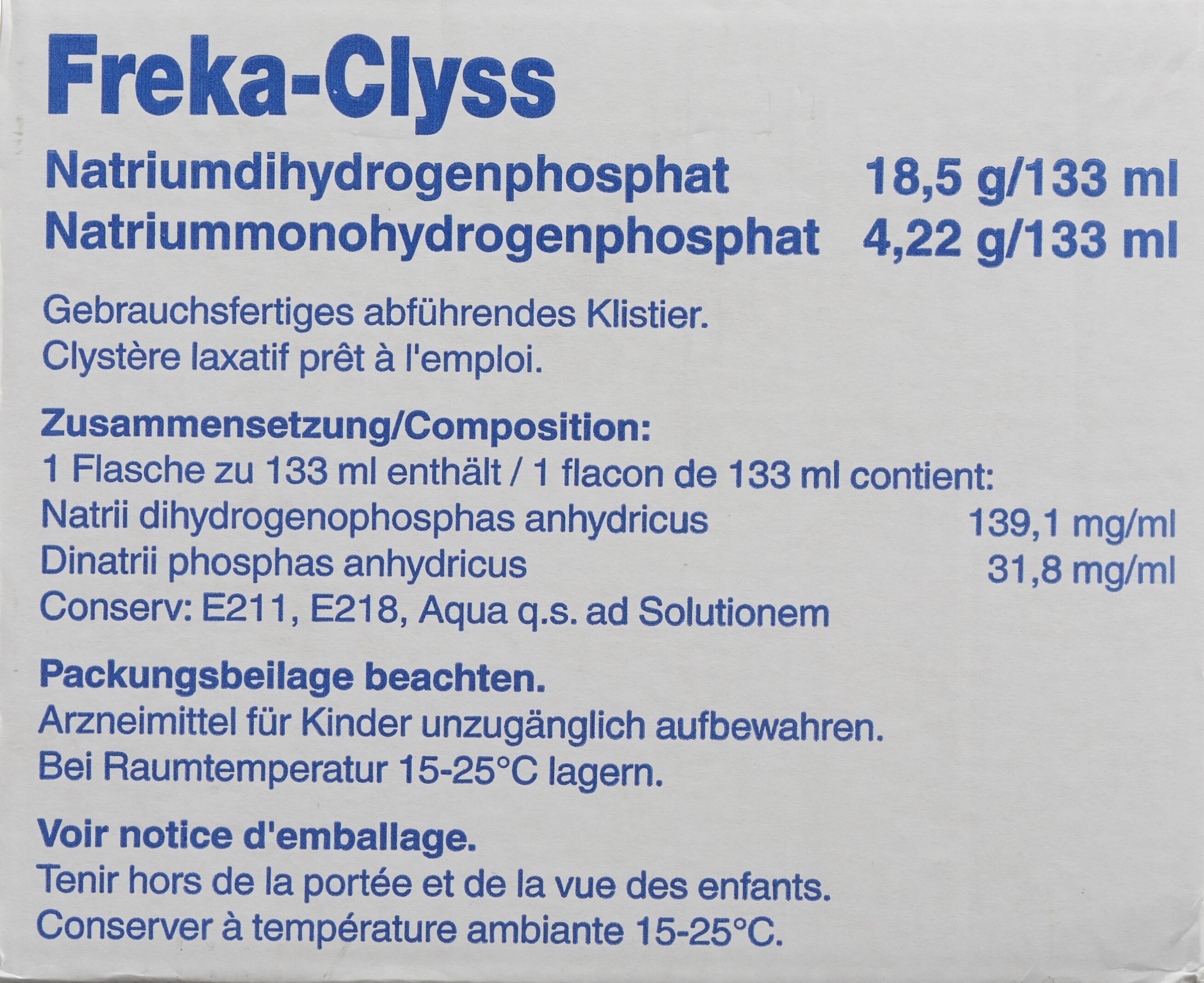 Foto Freka Clyss Klistier 20 Flasche 133 ml