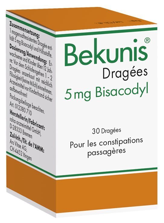 Foto Bekunis Dragées 5 mg Bisacodyl Dose 30 Stk