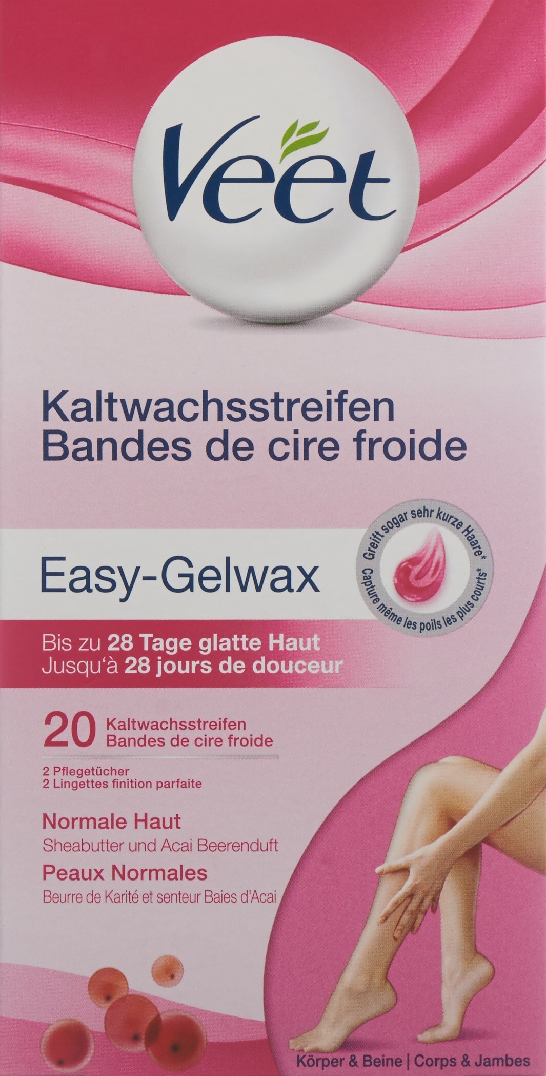 Foto Veet Kaltwachsstreifen für die Beine und den Körper bei normaler Haut 10 x 2 Stk