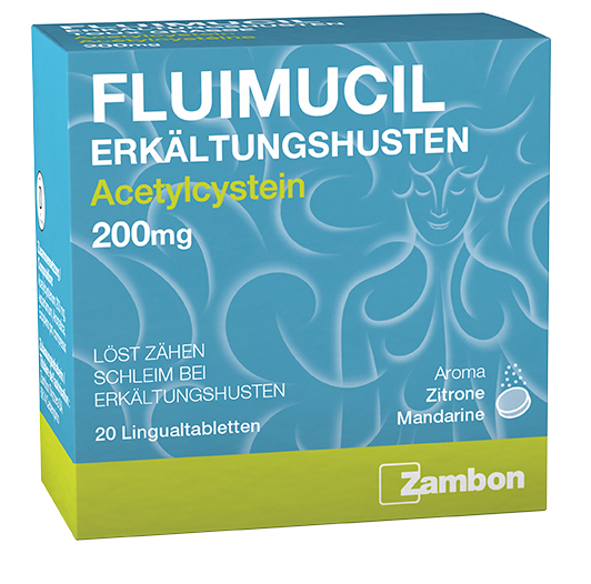 Foto Fluimucil Erkältungshusten Lingual Tabl 200 mg 20 Stk