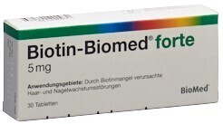 Foto Biotin-Biomed forte Tabletten 5 mg Blister 30 Stk