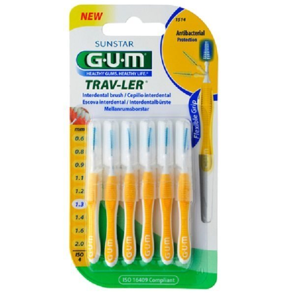 Foto GUM Trav-Ler 1.3mm ISO 4 conic gelb 6 Stk