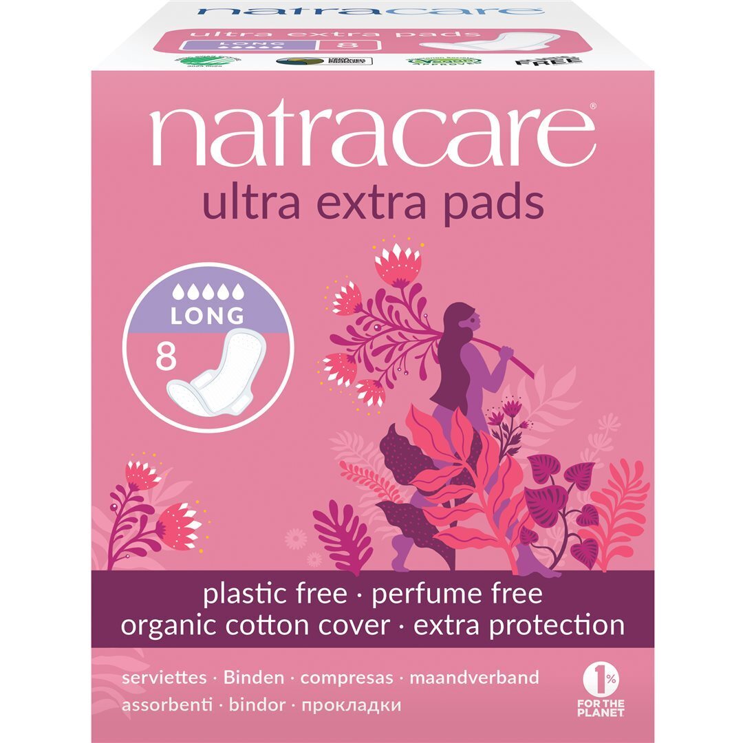Foto Natracare Damenbinden mit Flügel ultra extra lang 8 Stk