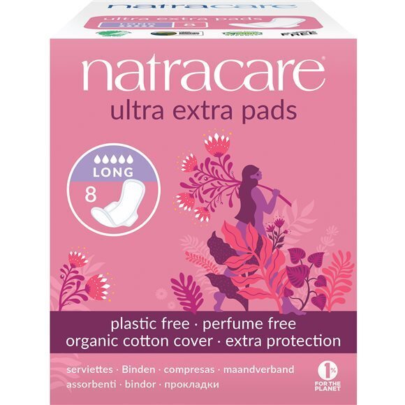Foto Natracare Damenbinden mit Flügel ultra extra lang 8 Stk