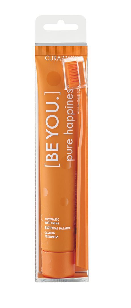 Foto Curaprox Be you 90ml Zahnpaste und Zahnbürste orange