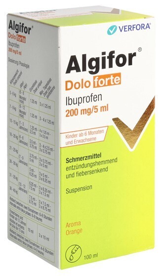 Foto Algifor Dolo forte Suspension 200 mg/5ml Flasche 100 ml