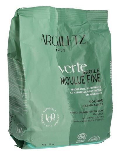 Foto Argiletz Tonerde grün Pulver fein gemahlen Beutel 1 kg